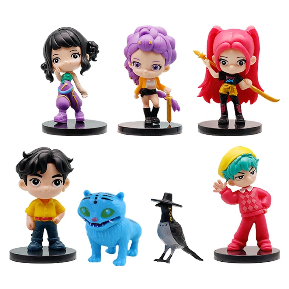 Q Version K-pop Girls Set Box Action Figure PVC Toy Derpys Rumi Mira Zoey Saja Boys Sussy Figurine Doll Fans Gift Childen Gift