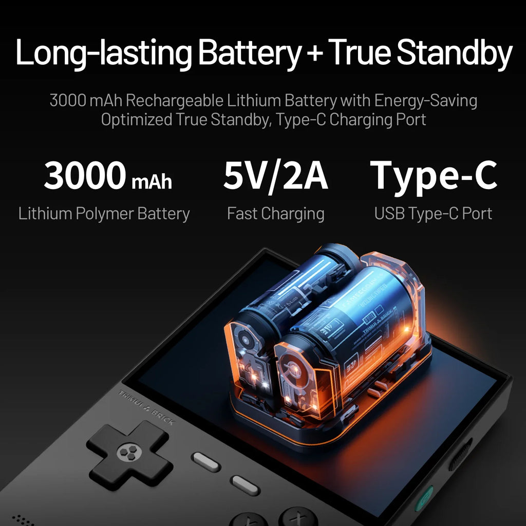 Trimui BRICK AMPOWN Handheld Game Console 3.2''IPS Screen Linux System Joystick RGB Lighting Retro Video Game Player UI Metal