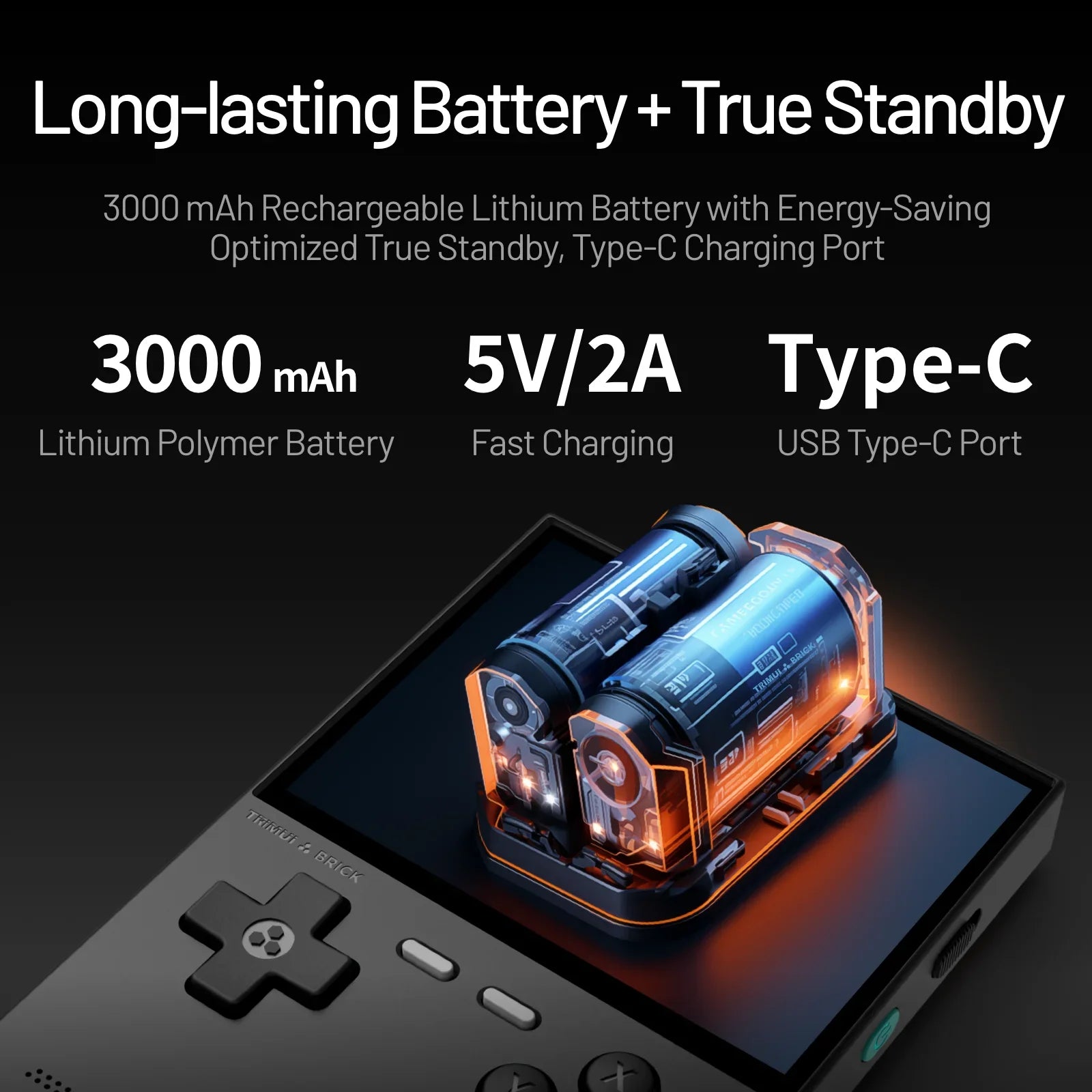 Trimui BRICK AMPOWN Handheld Game Console 3.2''IPS Screen Linux System Joystick RGB Lighting Retro Video Game Player UI Metal