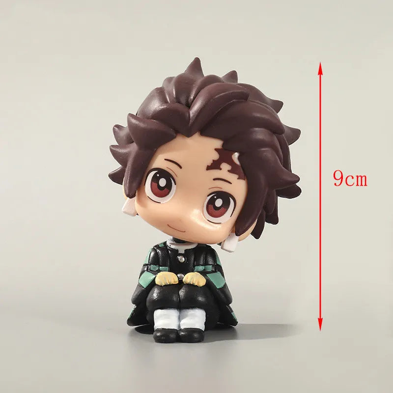 8/9cm Anime Cute Q Versão Demon Slayer Action Figure Sentada Tanjiro Kamado Nezuko PVC Action Model Kid Toy Gift