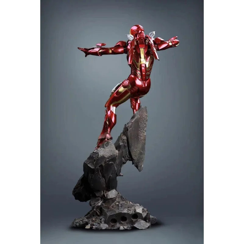 75cm Iron Man Figure MK7 Flying Posture Can Glow Anime Model High-end Resin  Desktop Ornament Decorations Children Toys Gifts