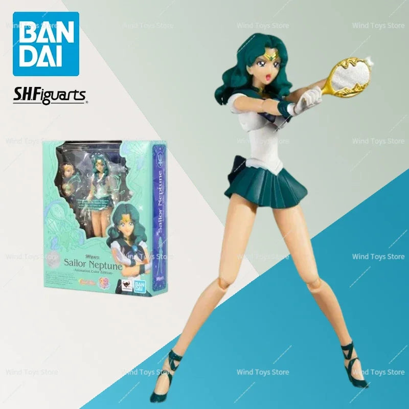 Bandai Sailor Moon Figure SHF Kaiou Michiru Neptune Animation Color Genuine Anime Figure Action Toy Figure Toys for Children