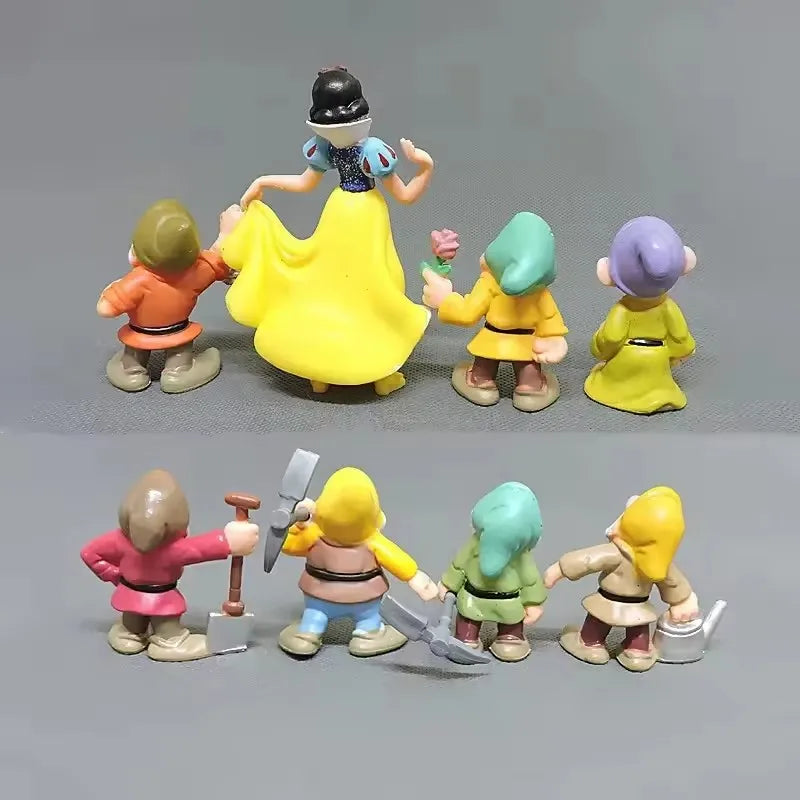 Disney Princess 8Pcs/Set Q Vesion Snow White and The Seven Dwarfs Figure Toy Model Dolls Gift for Children Hot Fashion Decor