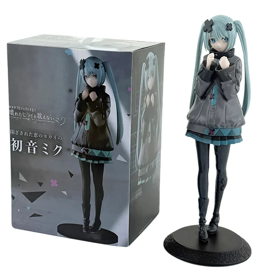 New 8inch Hatsune Miku In A World With Closed Windows Collectible Anime Action Kwaii Miku Figures Model Toys Christmas Gifts