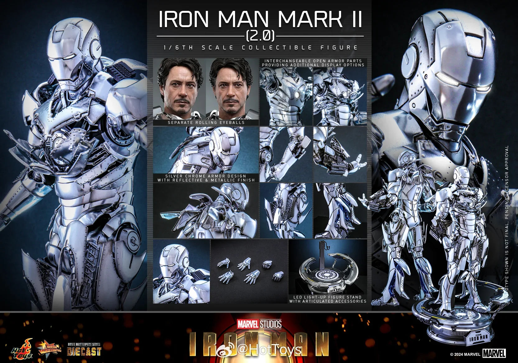 Hot Toys MMS733D59 Iron Man Mark 2 (2.0) 1:6 Scale Alloy Collectible Doll Movable Model Toy Gift Ornaments