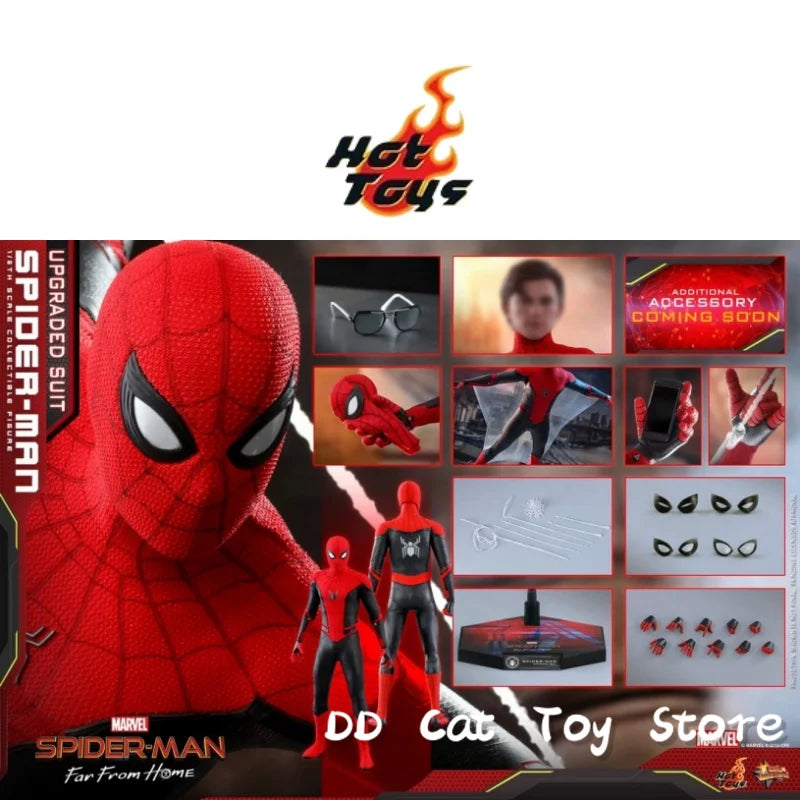 Original Hottoys HT 1/6 MMS542 Spider Man Figure Spiderman Far From Home Red And Black Upgrade Suit Action Figure Customized