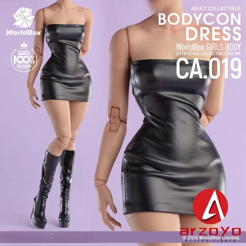 Worldbox CA019 1/6 Female Strapless Bodycon Skirt High-heeled Boot Set Closing Model Fit 12 ''AT201 AT210 AT203 Action Figure