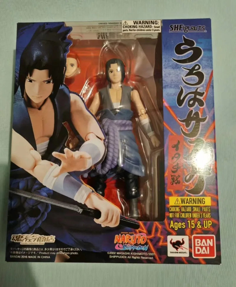 In stock Original Bandai S.H.Figuarts Naruto Uchiha Sasuke (Itachi Battle) Model Decoration Action Figure Toy Collection Gift