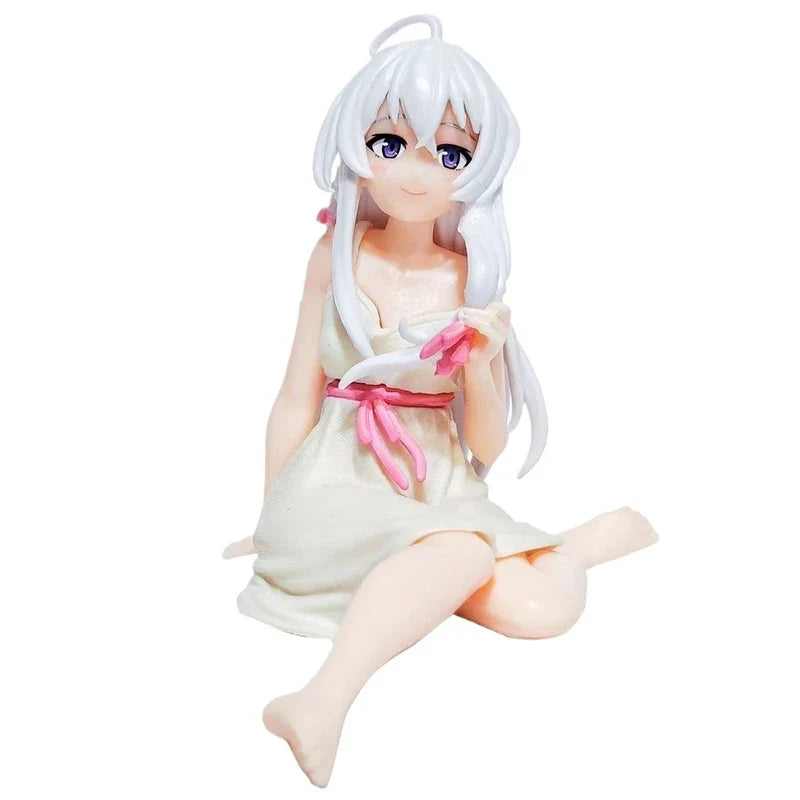 9cm Anime Wandering Witch: The Journey of Elaina Figure Elaina Pajama Sitting Posture Action Figure PVC Model Toys Collection