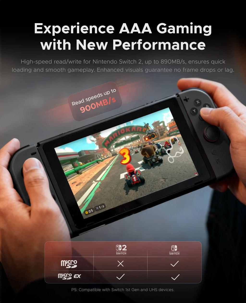 ORICO microSD Express Card  UHS-I, C10, U3, V30, Full HD, 4K, Up to 890 Memory Card for Nintendo-Switch 2 Steam Deck Gaming
