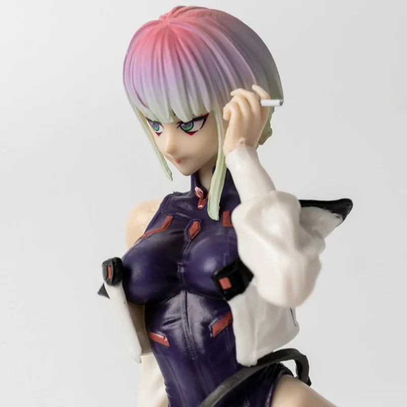 Hot 22.5cm Bandai Cyberpunk: Edgerunners Anime Figures Lucyna Kushinada Model Desktop Handmade Ornaments Decoration Boy Gifts