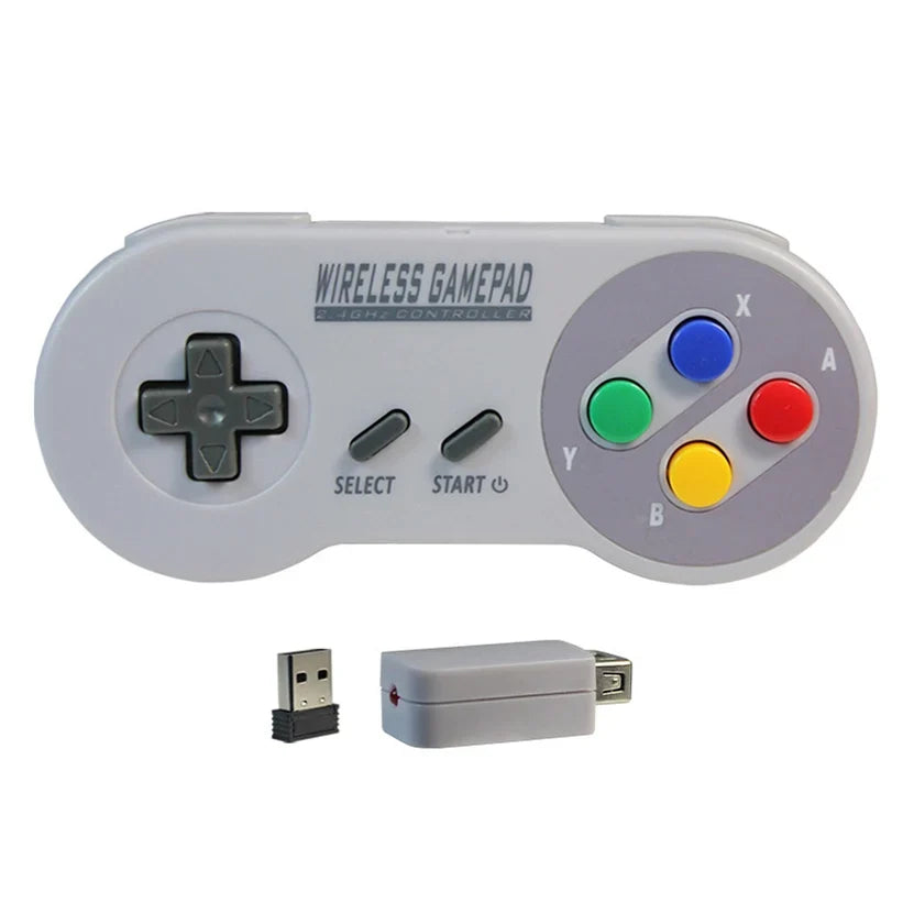 2 Reciever Game Controller Wireless Colorful Button 2.4G Gamepad Joypad Joystick Compatible for SNES Mini PC Windows NS Switch