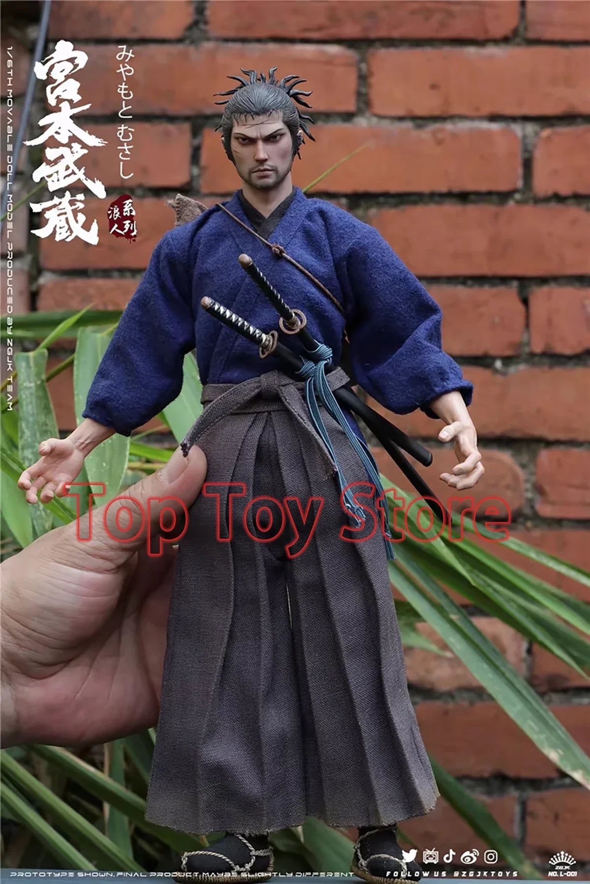 Zgjktoys L-001 1/6 Scale Male Soldier Martial Arts Japanese Samurai Miyamoto Musashi Full Set 12" Action Figure Model
