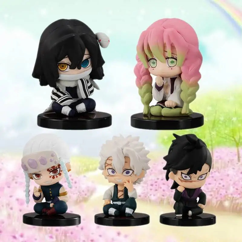 Demon Slayer Figure Toy Anime Kimetsu No Yaiba Q Version Sitting Tanjiro Nidouzi Inosuke Zenizu PVC Figurine Model Doll Gifts