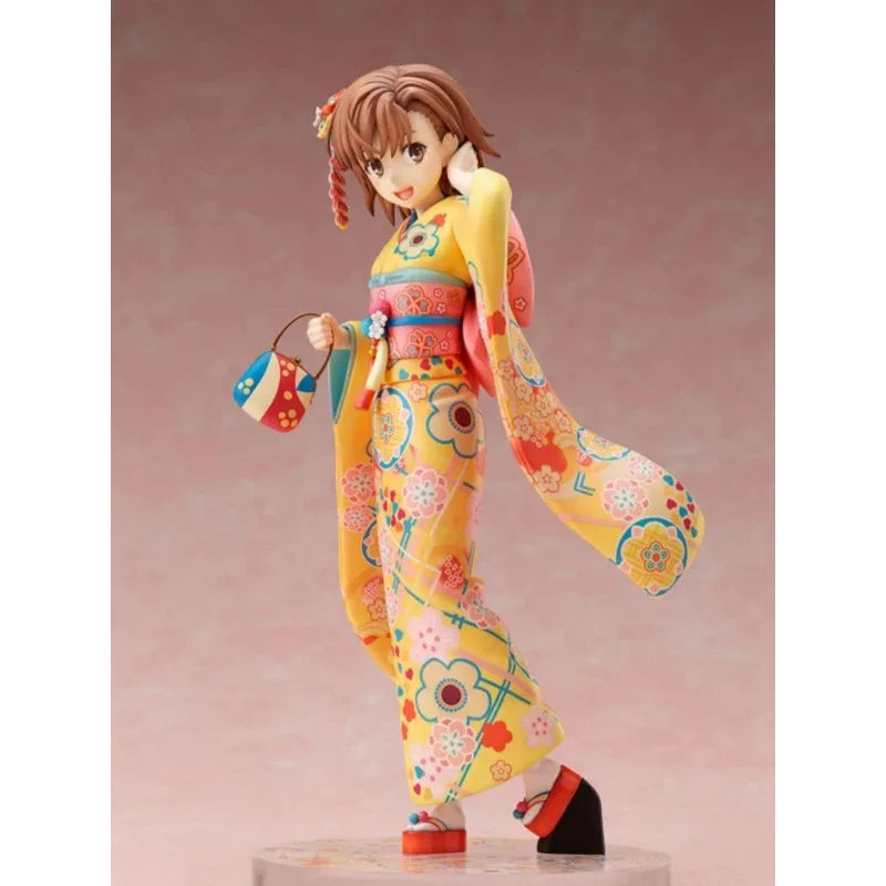 F:NEX Original:Toaru Kagaku No Railgun Misaka Mikoto kimono 24cm PVC Action Figure Anime Figure Model Toys Collection Doll Gift