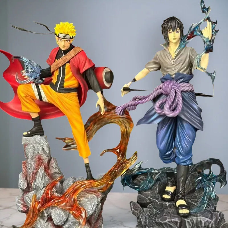 24cm Naruto Anime Figures Naruto Dan Sasuke A Hundred Ninjas for Ten Years Action Figure Statue Model Doll Collection Toys Gifts