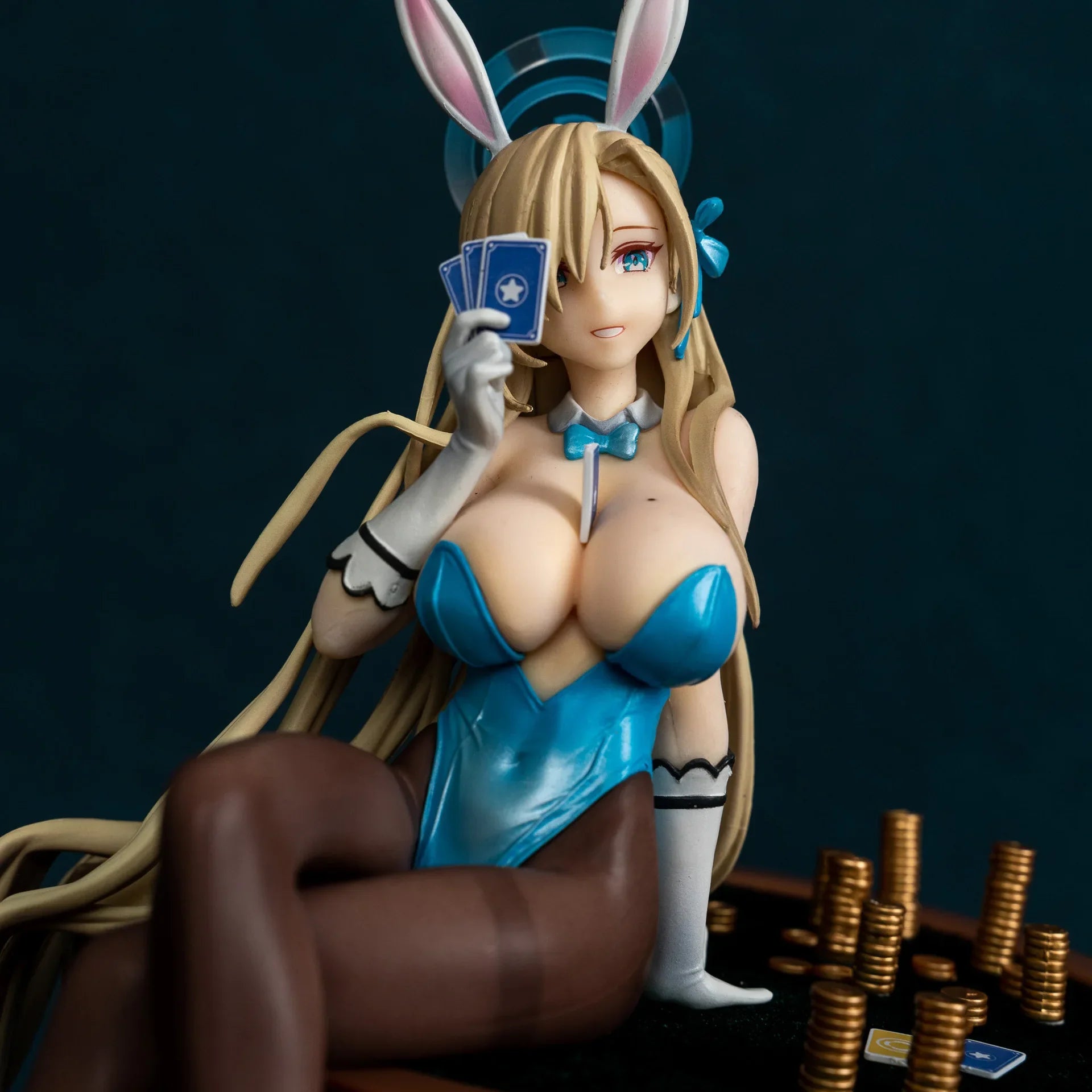 27cm Blue Archive Ichinose Asuna Bunny Girl Sit In Table Game Girl Figures Models Statue Model Boy Collectible Ornament Doll Toy