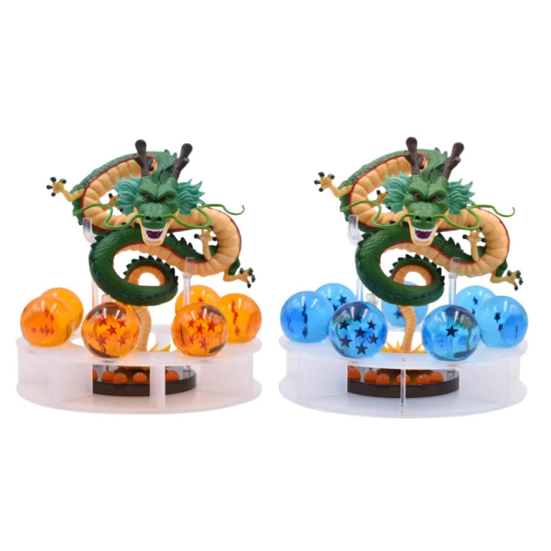 DBZ Anime Shenlong Figures Set Esferas Del Dragon and 7 Stars Dragon Crystal Balls 3.5cm Shelf Figurine Collection Model Toys