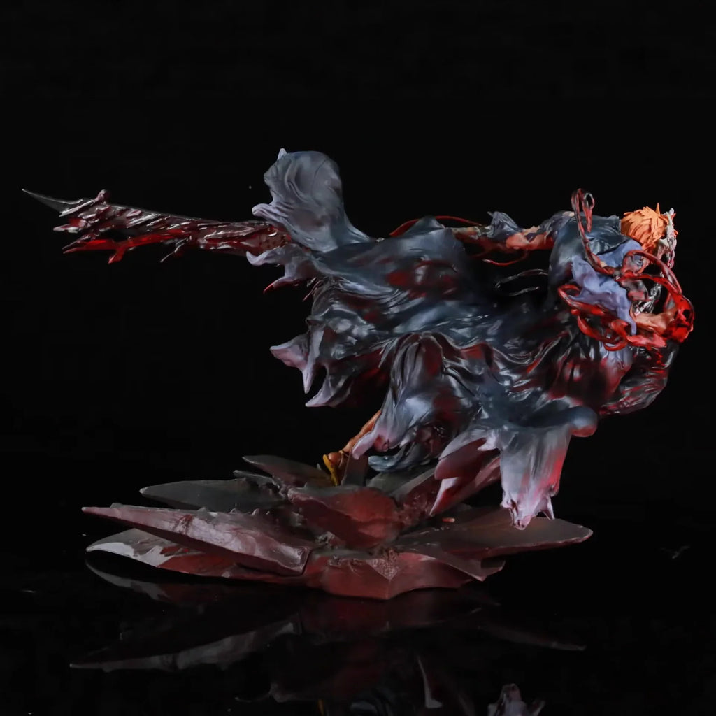 Bleach Anime Collectible Iron Curtain Ichigo Kurosaki Orange Hair Sword Man Statue Model Figure Desktop Decor Gift