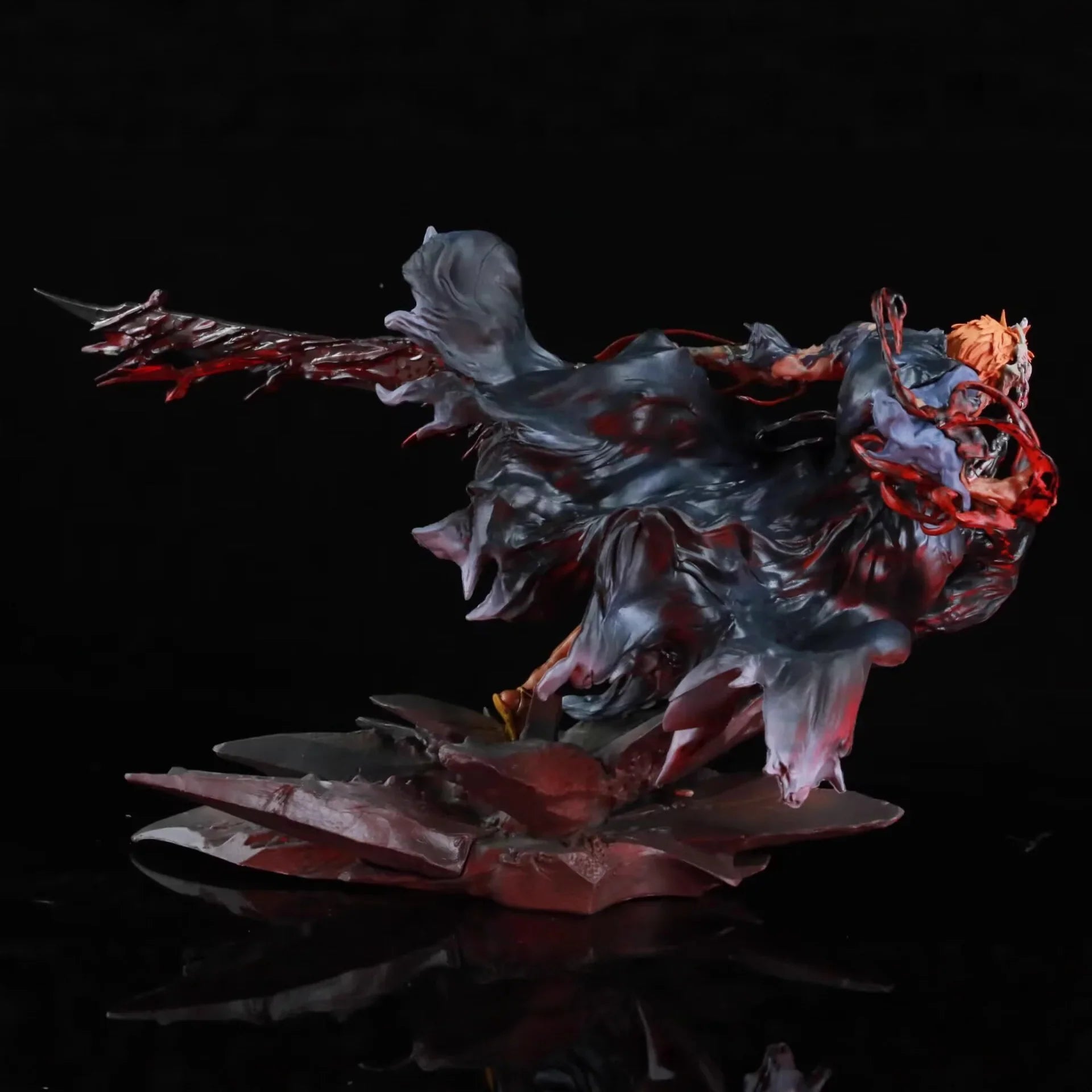 Bleach Anime Collectible Iron Curtain Ichigo Kurosaki Orange Hair Sword Man Statue Model Figure Desktop Decor Gift