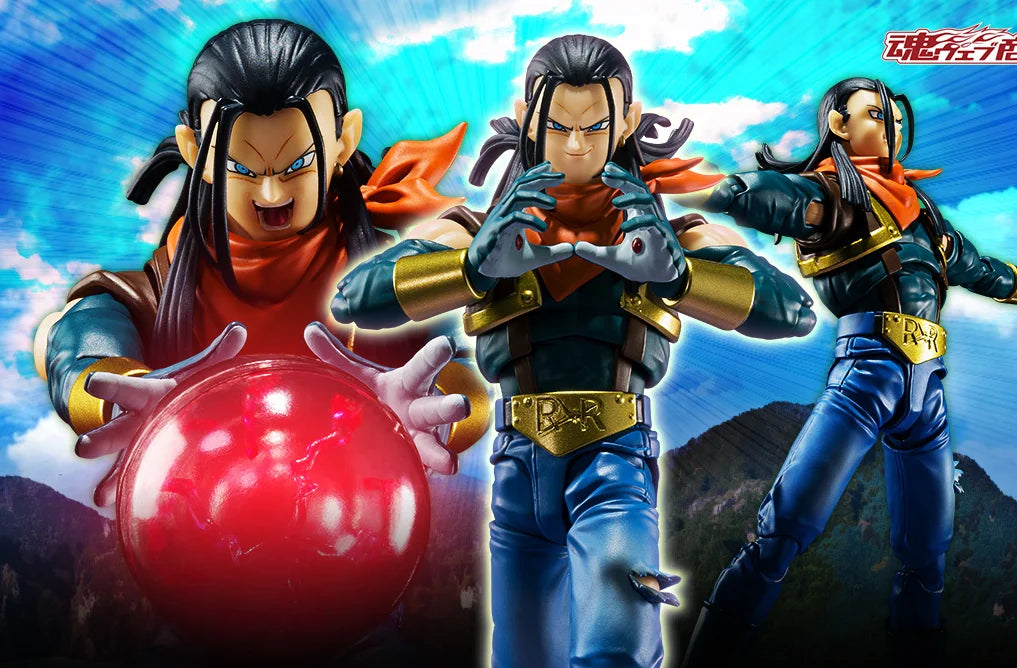 Genuine Bandai S.H.Figuarts Dragon Ball Pvc Gt Super Android 17 Customization Toy Model Collection Anime Action Figure Gift