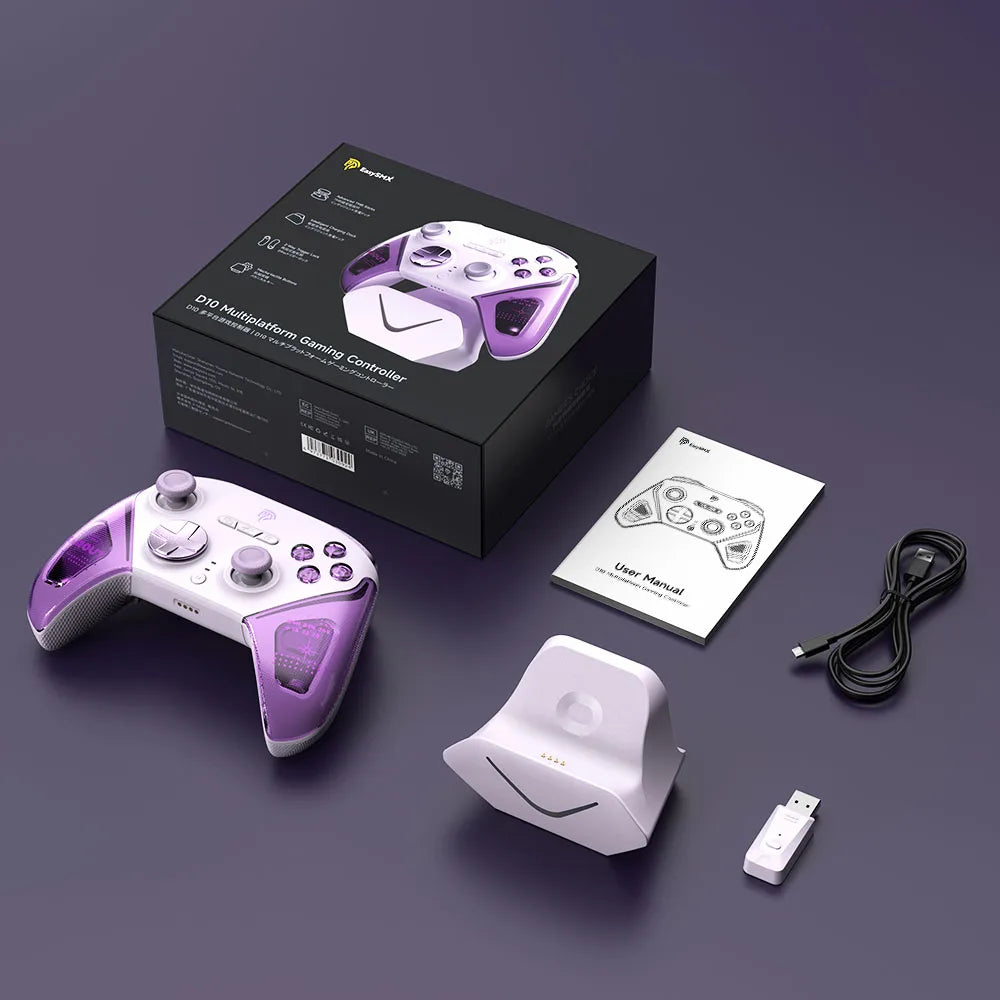 EasySMX D10 Wireless Gamepd TMR Sticks Charging Dock Controller Compatible with PC/Switch/Phone/Steam/TV, Dual-Mode Triggers