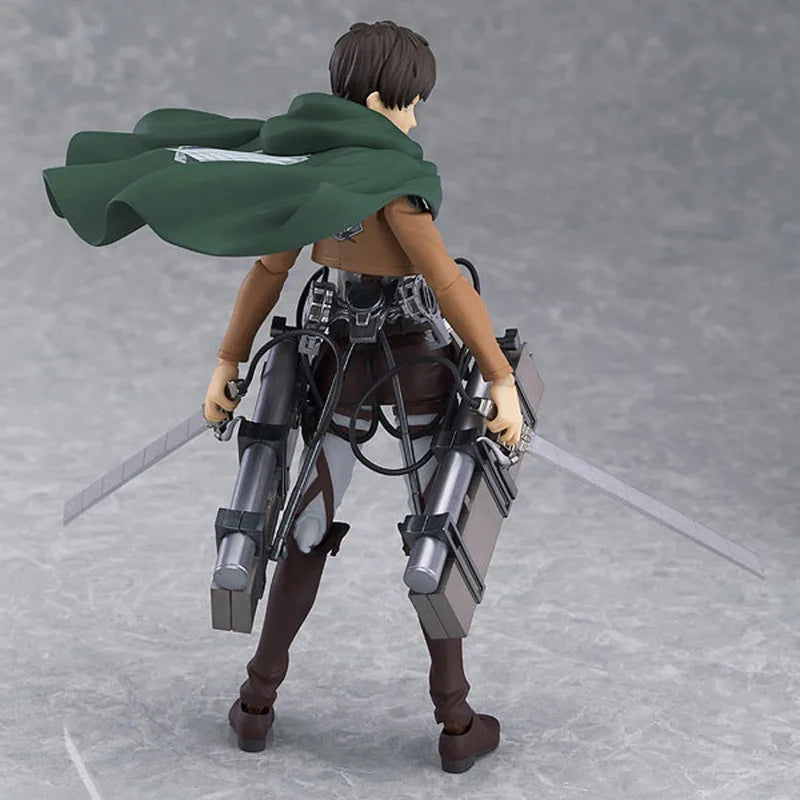 Anime Figure Attack On Titan Eren Jaeger Standing Holding Sword Detachable Model Toy PVC Collection Desktop Ornaments 14CM