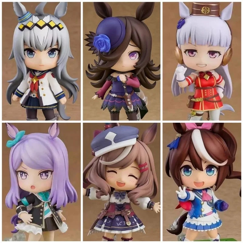 Anime Uma Musume Chibi Nendoroid Tokai Teio Gold Ship Face-Swappable Q Version Figure Desktop Decoration Collectible Model Gifts
