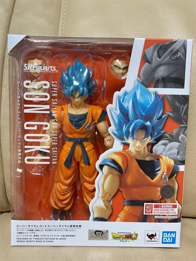 Original Bandai Shfiguarts Kakarotto Son Goku Anime Figure Toys Shf Super Saiyan Blue Hair Action Moveable Joint Pvc Model Toys