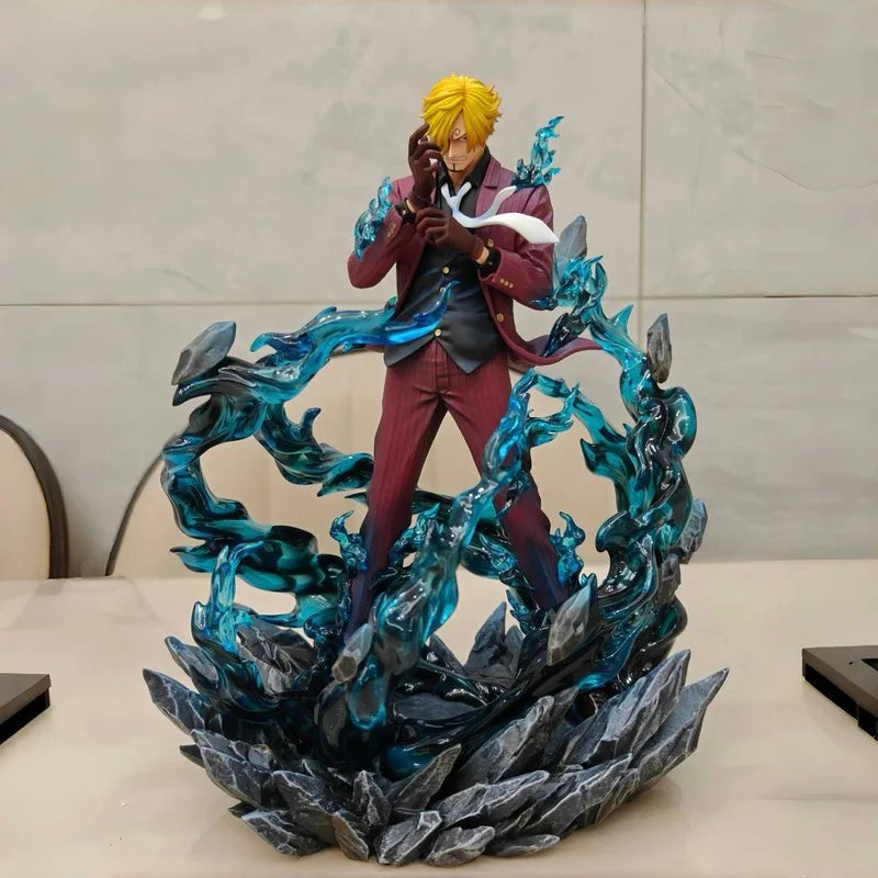 ONE PIECE 25cm Figure Sanji Anime Figures Pop Smoking Sanji Figurine Devil Foot Statue Pvc Collection Kids Toys Birthday Gifts ﻿