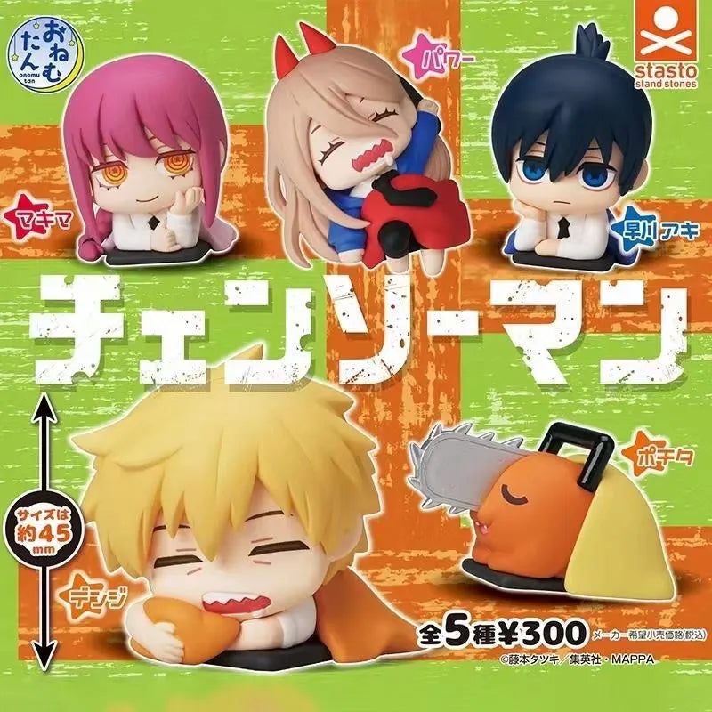 Anime Chainsaw Man Denji Figure Sleeping Position Pochita Power Makima Figure Q Verision Reze Collectile Toy Hayakawa PVC