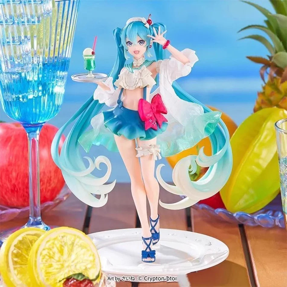 New Hatsune Miku figure Soda  cream dress The Props Desktop Decoration Collection PVC Model Toys Kids Gifts