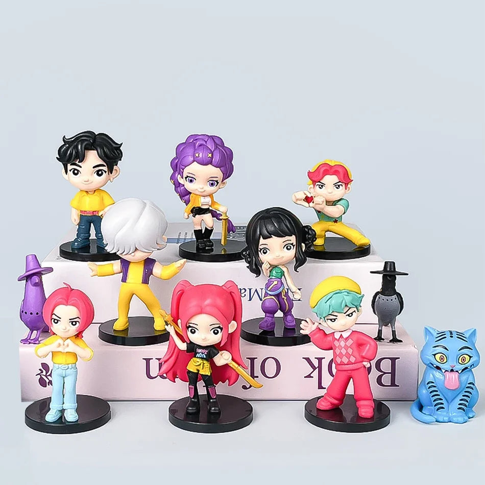 new 10pcs/Set Q Version Demon Hunters Action Figure PVC Toy Derpys Rumi Mira Zoey Sussy Figurine Doll For Fans Gift Childen Gift
