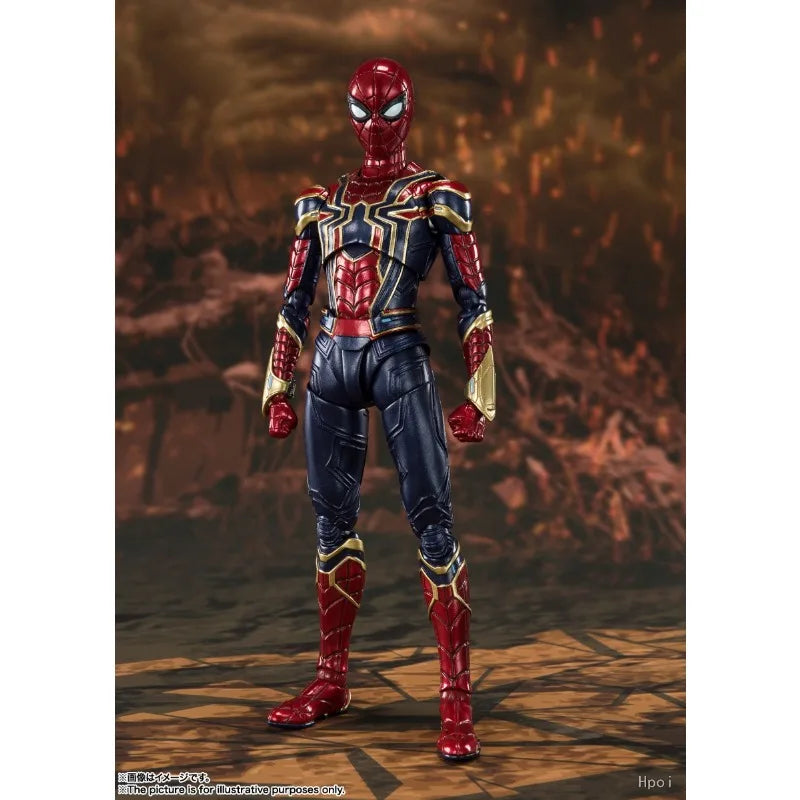 Authentic Bandai Original SHF Handsome Mobile Doll Iron Spider Man Armor 85 Anime Action Figure Model Toys Model Gifts for Boys