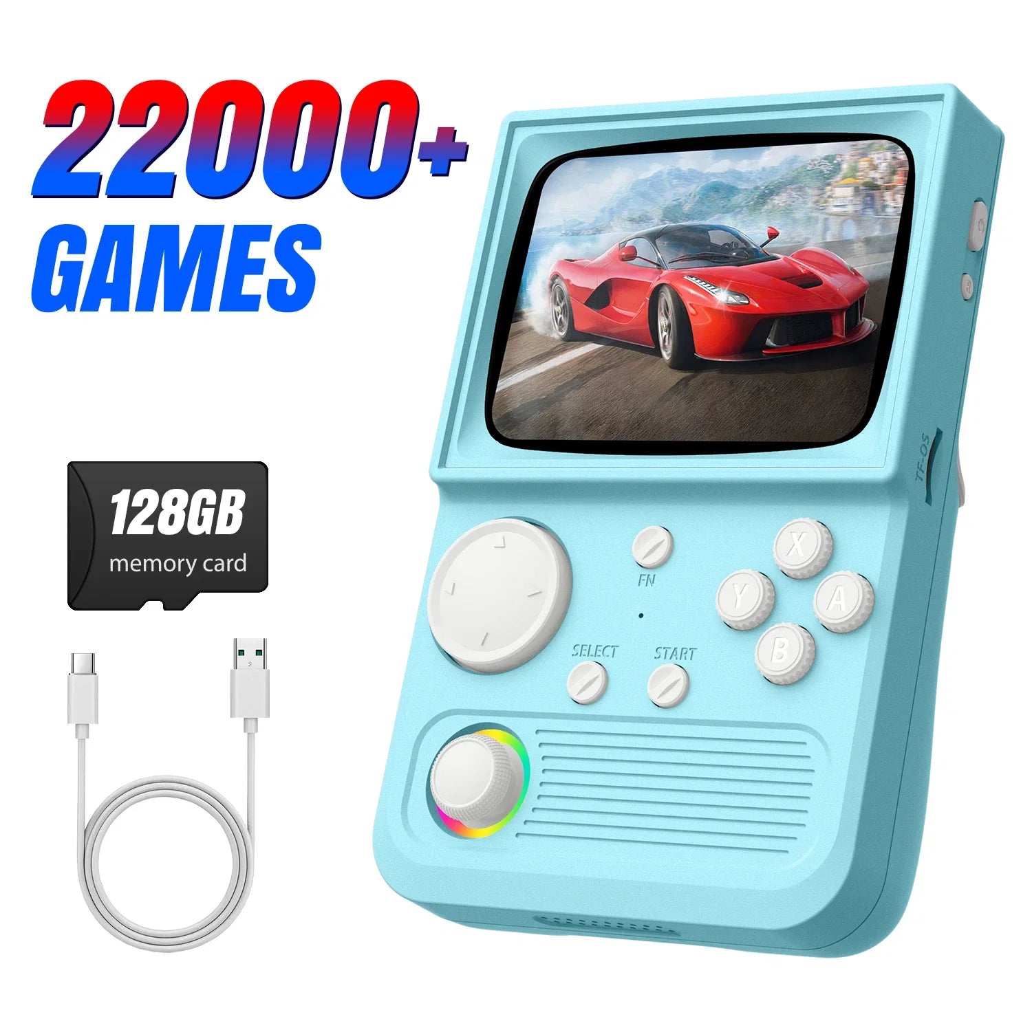 R36T New Retro Handheld Game Console 3.5 Inch IPS Screen 27+Emulators 18000+ Classic Games Portable Pocket Video Game Console