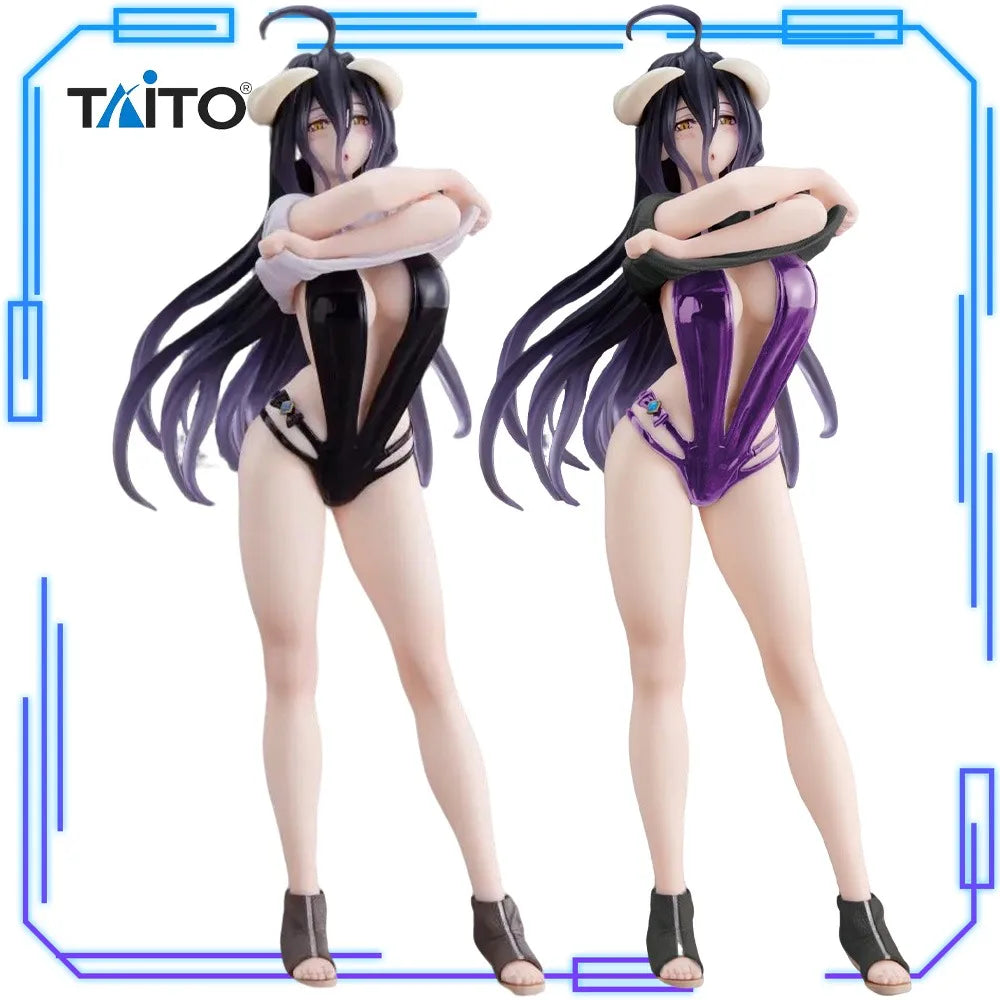 In Stock TAITO Original Genuine Anime Overlord IV Albedo Coreful Figure T-shirt Swimsuit Ver Renewal 18cm Collections Model Toys