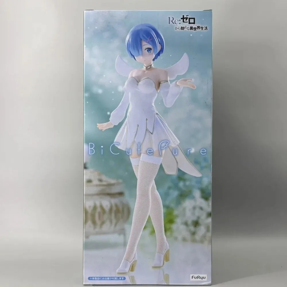 In Stock FuRyu Original Genuine Re: Life A Different World From Zero Rem Little Wings Ver 25cm Model BiCute Pure Figure Toy Gift