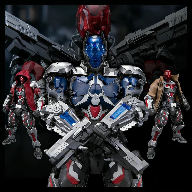 Hemoxian 1/10 Batman Arkham Knight Zwei Formen Umschaltbarer Bausatz Leuchtende Actionfigur Superhelden-Modell Spielzeug Jungen Geschenk