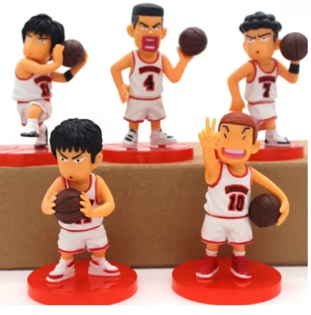Slam Dunk Q Edition Five Piece Set Sakuragi Hanamichi Ryukawa Maple Shobei Basketball Team Doll Handmade Ornament Car Decoration