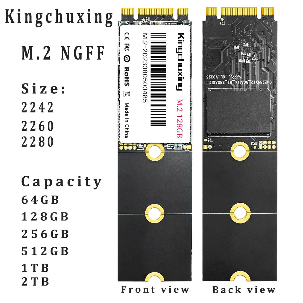 Kingchuxing M.2 NGFF SSD 2280 2260 2242 1TB  512GB 256GB 128GB SATA Solid State Drive Lot