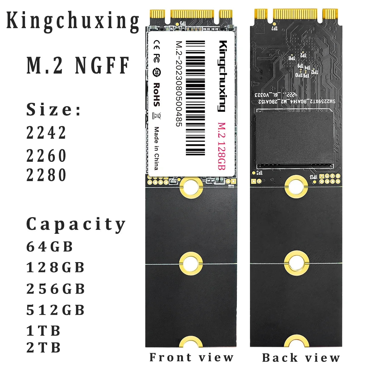 Kingchuxing M.2 NGFF SSD 2280 2260 2242 1TB  512GB 256GB 128GB SATA Solid State Drive Lot