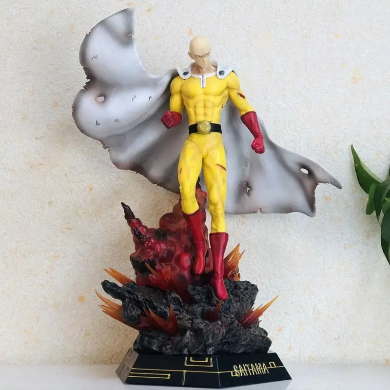 42cm Anime One Punch Man Saitama Caped Baldy Statue model. Pvc GK handmade model Toys Collectible Decoration Desktop Gifts