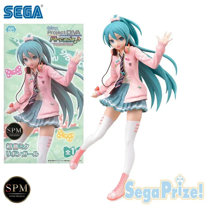 Auf Lager SEGA SPM Hatsune Miku Project DIVA Arcade Future Tone Hatsune Miku Ribbon Girl PVC 23CM Anime-Actionfiguren Modellspielzeug