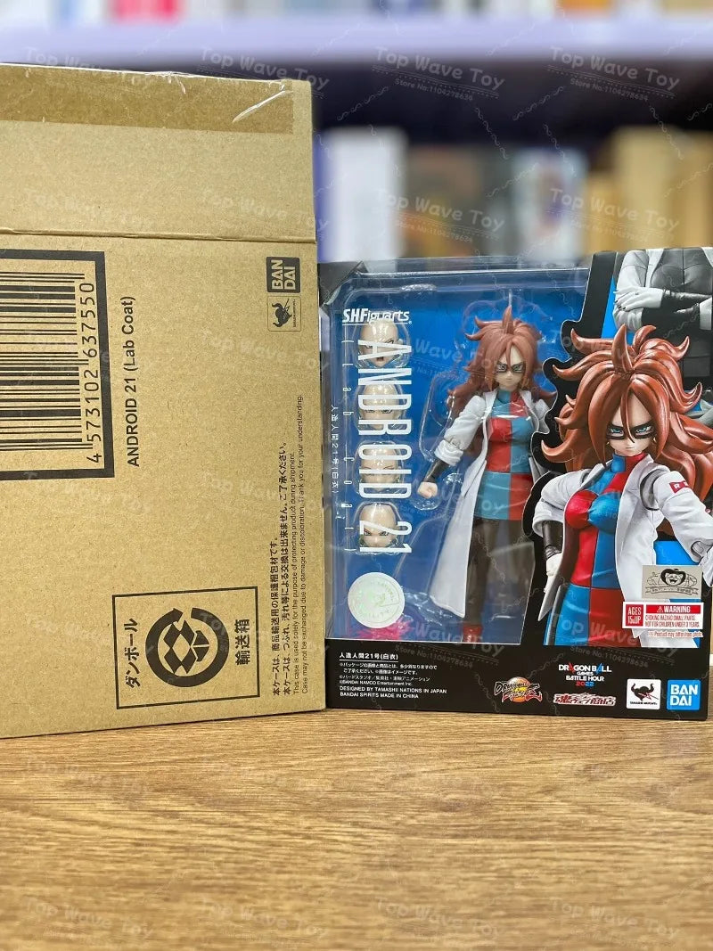 New Stock Bandai Genuine Figure Dragon Ball SHF Super Hero Android No.21 Lab Coat Anime Action Figure Toys Model Collection Gift