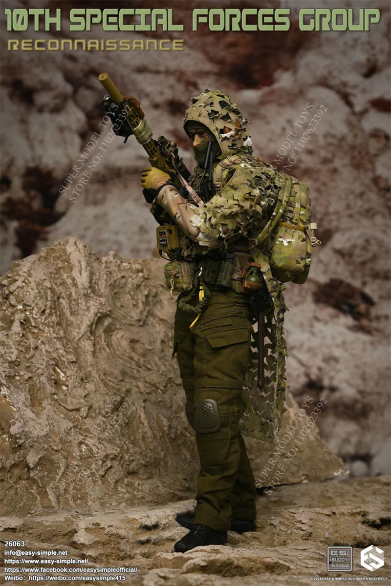 Easy&Simple ES26063 1/6 Scale Men Soldier 10th Land Special Group Reconnaissance Force Full Set 12-inch Action Figure Toys