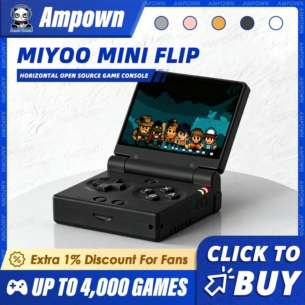 MIYOO MINI FLIP Handheld Game Players 2.8'' IPS Screen Linux System Video Game Consoles Free Case Gamer Gift Retro Gaming