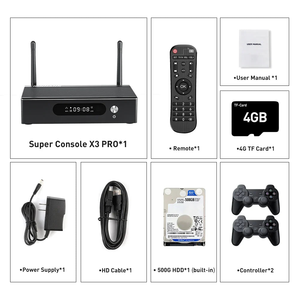 KINHANK Super Console X3 Pro Retro Video Game Console 60000 Games for PS1/PSP/SS/N64/DC/Arcade  Android 9