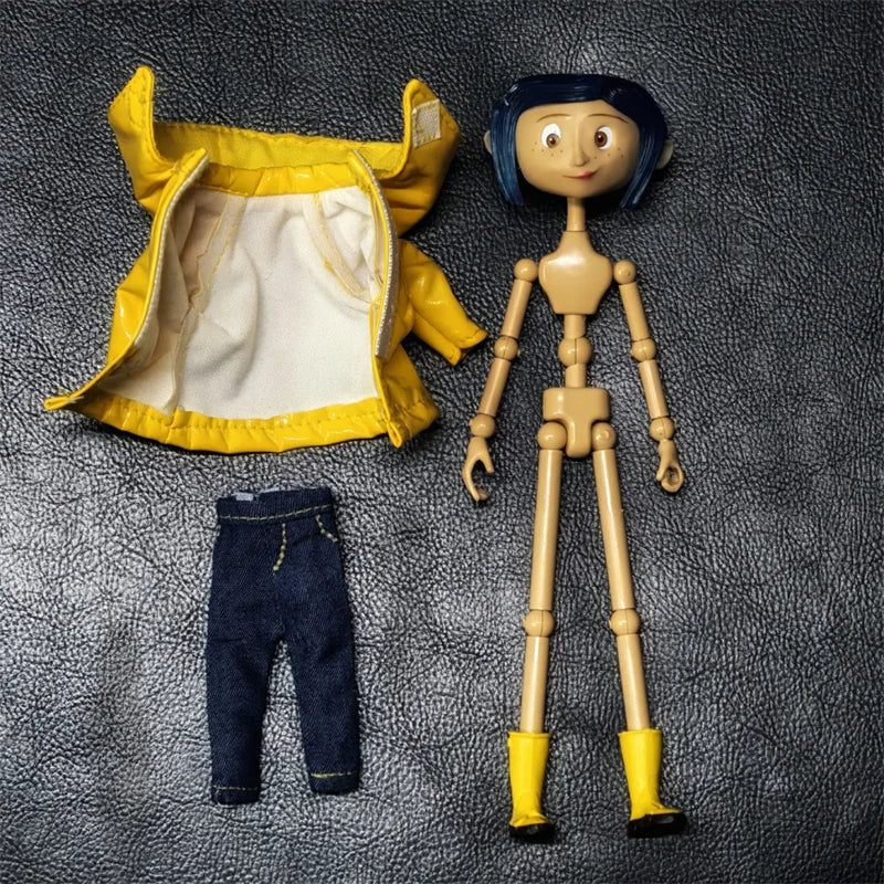 NECA Coraline Doll Anime Articulated Figure The Secret Raincoat Sweater In Striped Shirt Toy LA Girl Decoration Model Toys Gifts