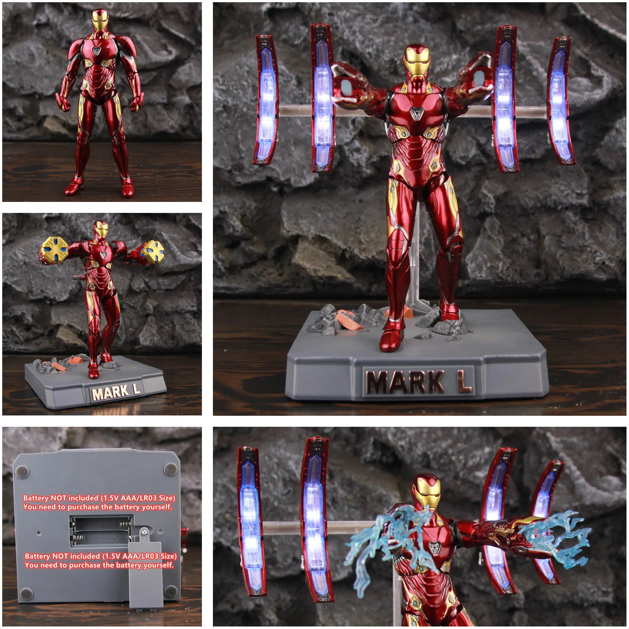 ZD Toys Deluxe Ironman Mark L 50 MK50 Nano Armor Weapons 7" Action Figure LED Light Platform Tony Stark Infinity War Model Doll
