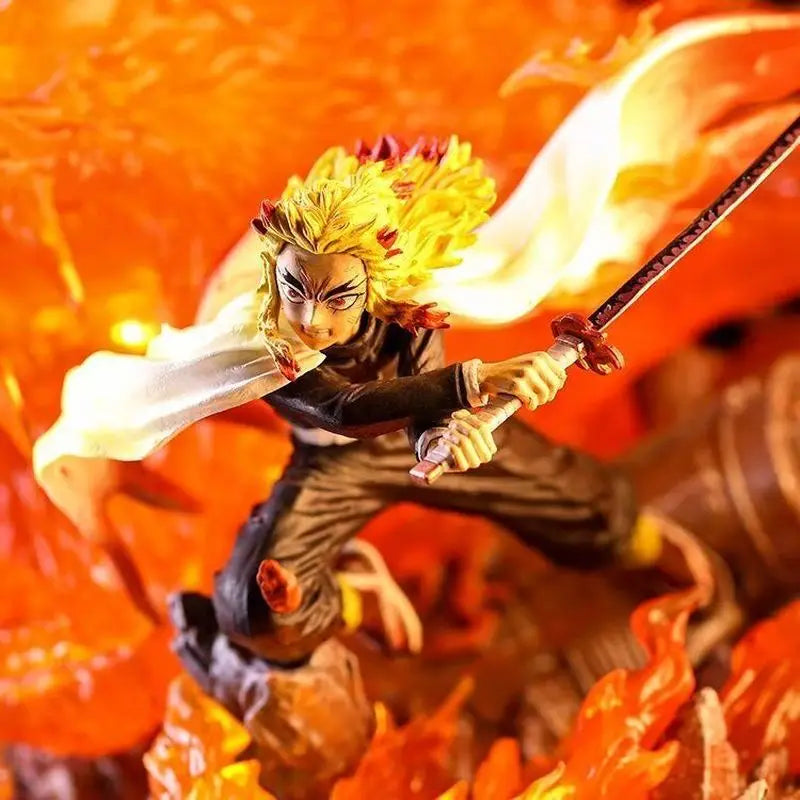 Demon Slayer Rengoku Kyoujurou Fire Pillar Anime Figure Model Statue Boys Collection Desktop Decoration Ornament In Stock